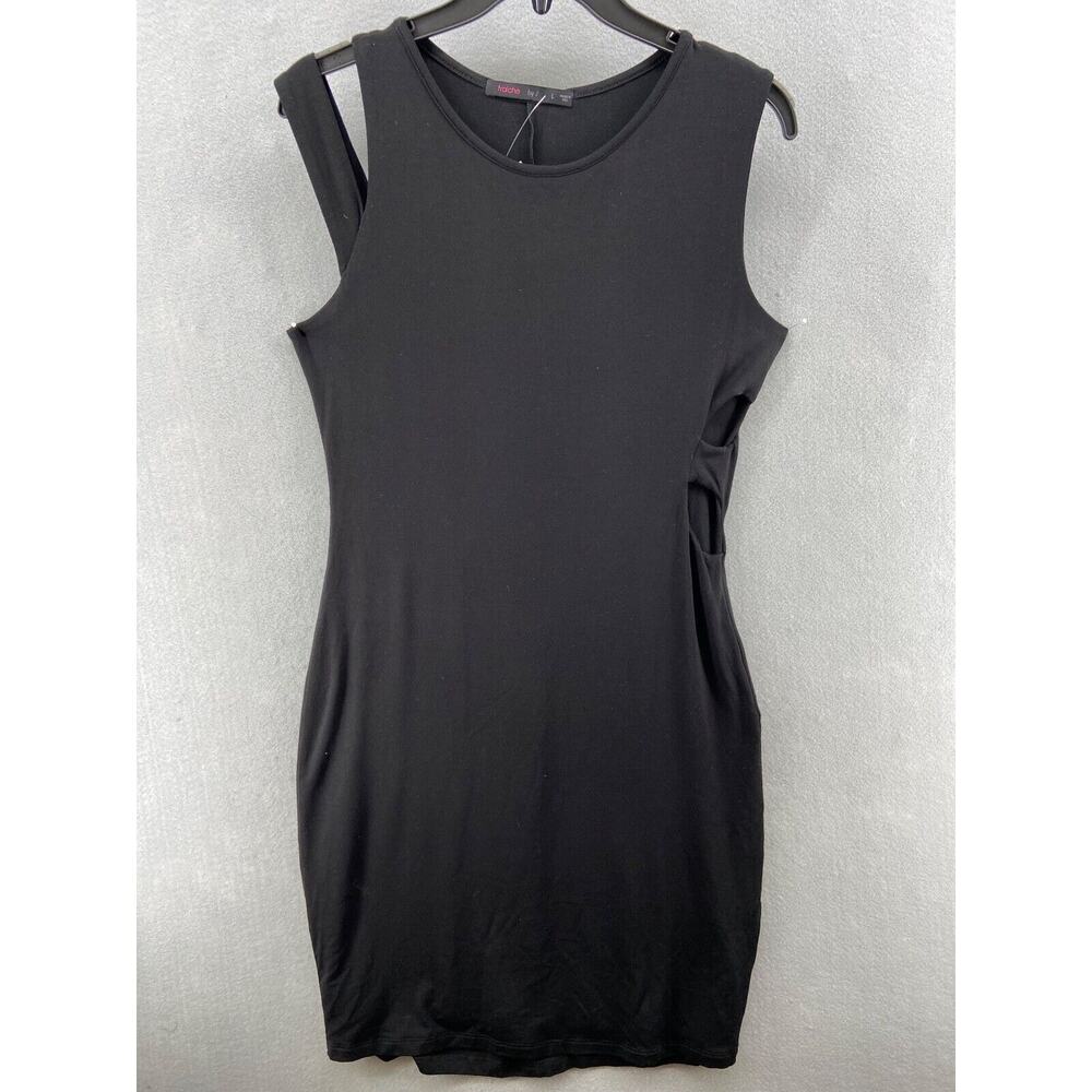 Fraiche By J Dress Womens Sz L Black Bodycon Cutout Side Open Sleeve Stretch